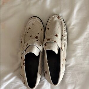 Topshop cowhide/ pony hair Cream and Brown Loafers